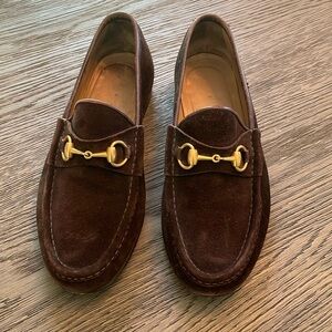 Authentic brown suede Gucci loafers